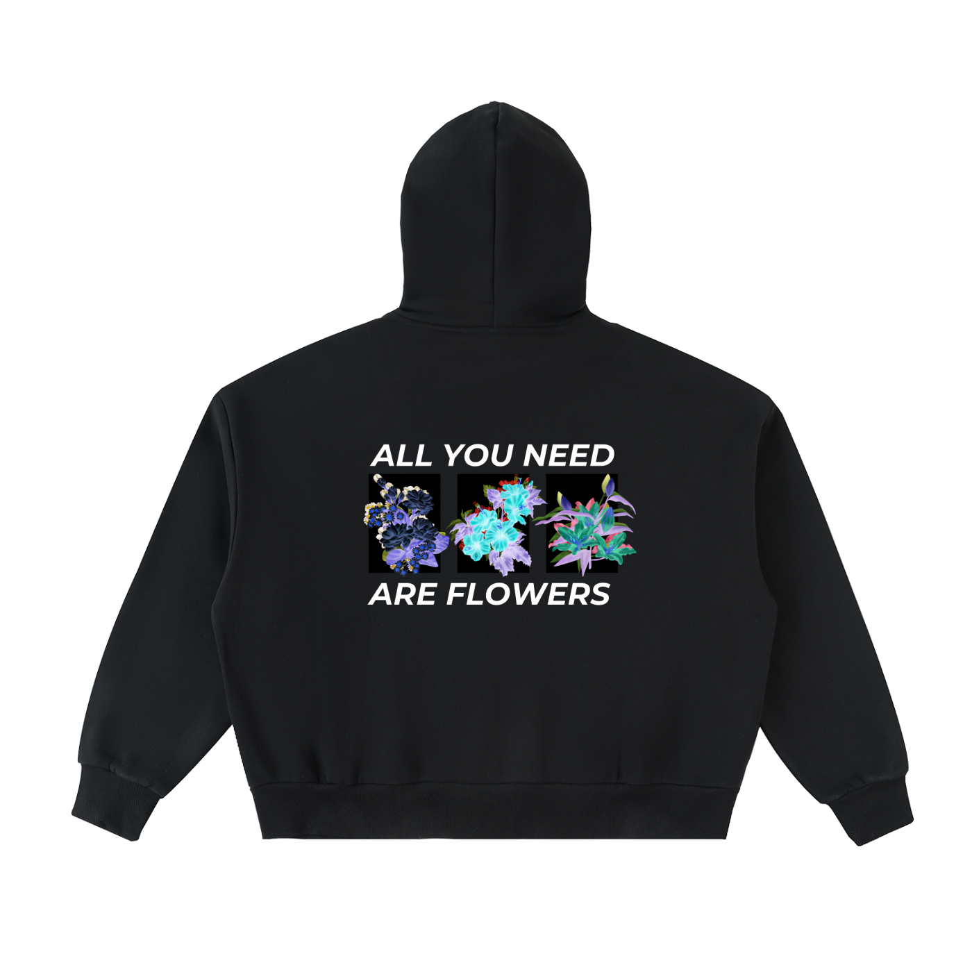 ALL YOU NEED IS FLOWERS  Fleeced Full-Zip Boxy Hoodie