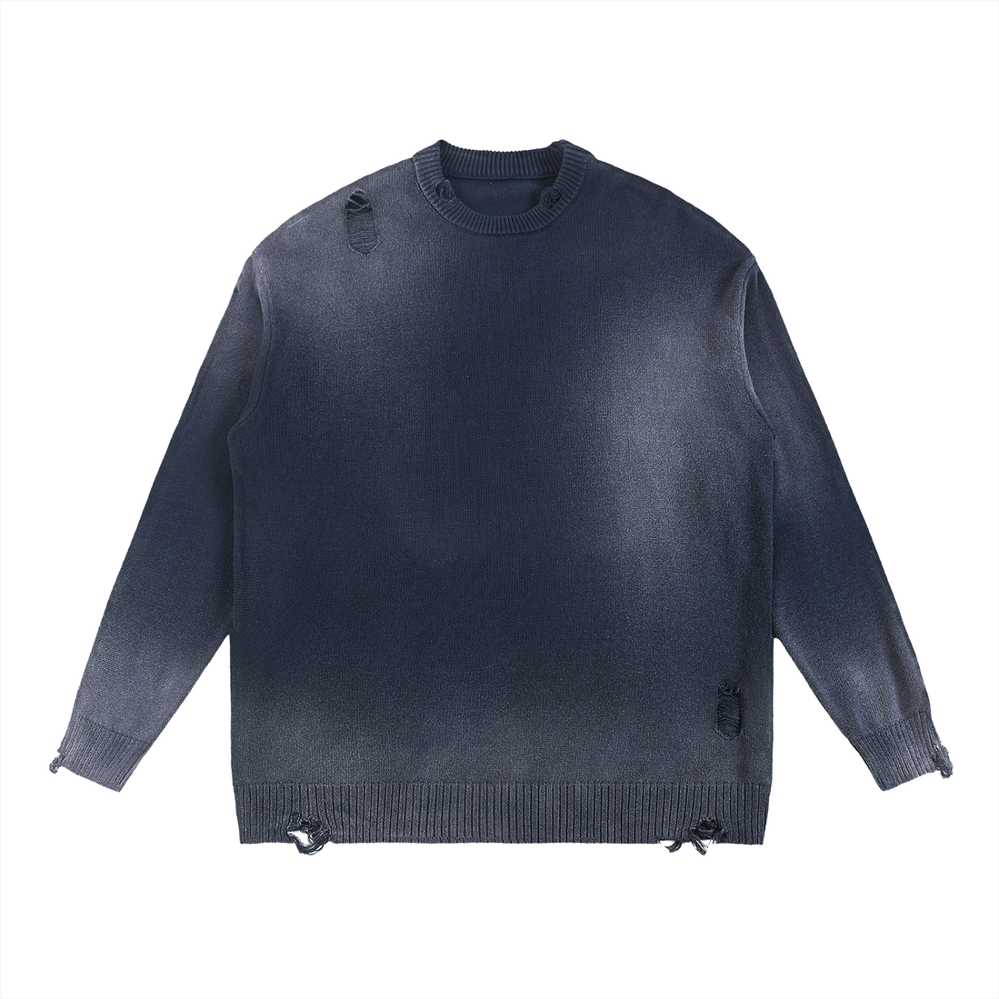 Sun Fade Distressed Ripped Crewneck sweater
