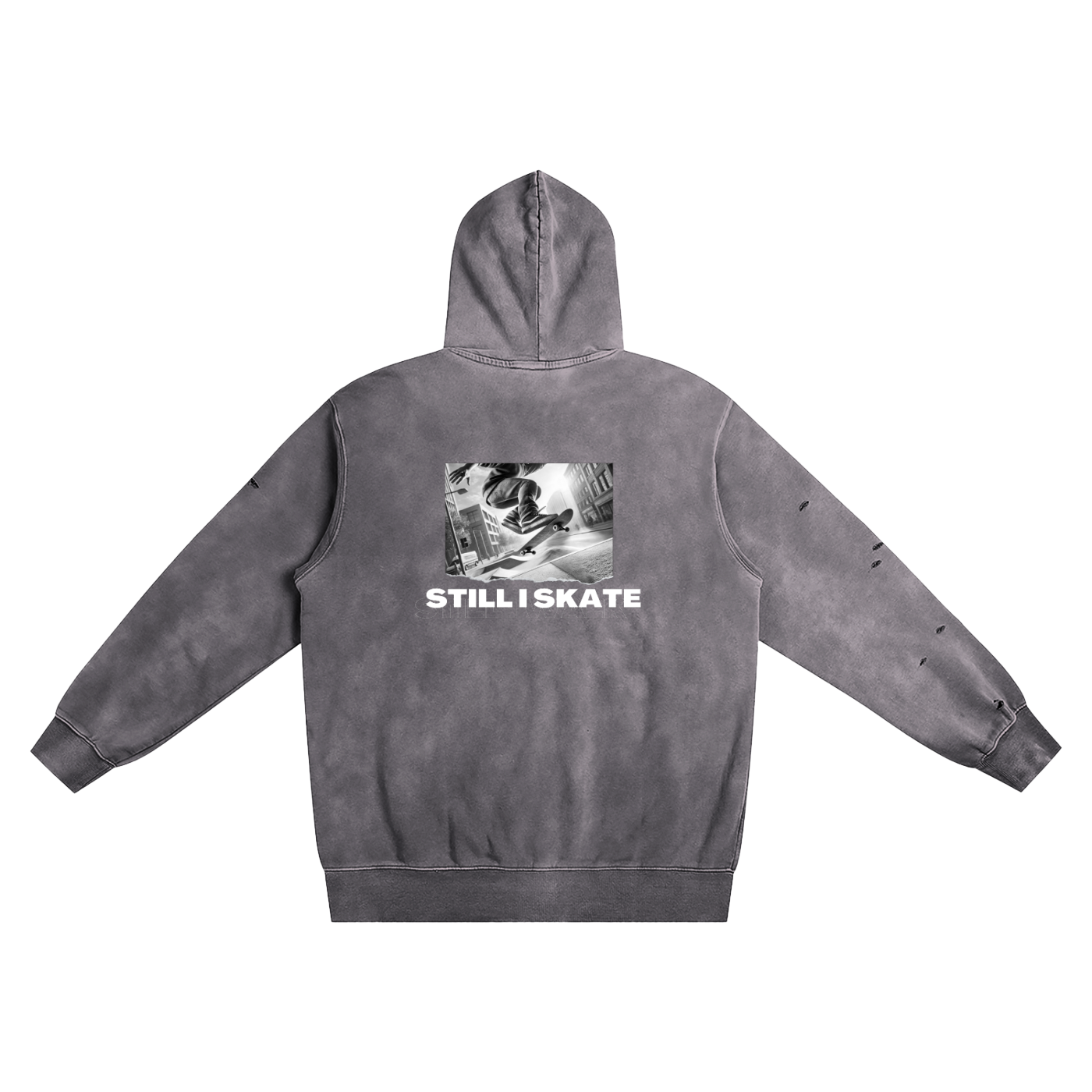 Distressed STILL I SKATE Vintage Wash Hoodie