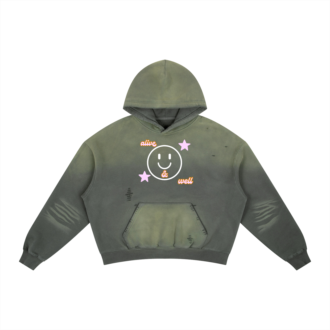Frayed Sunfade Boxy Fleece Hoodie