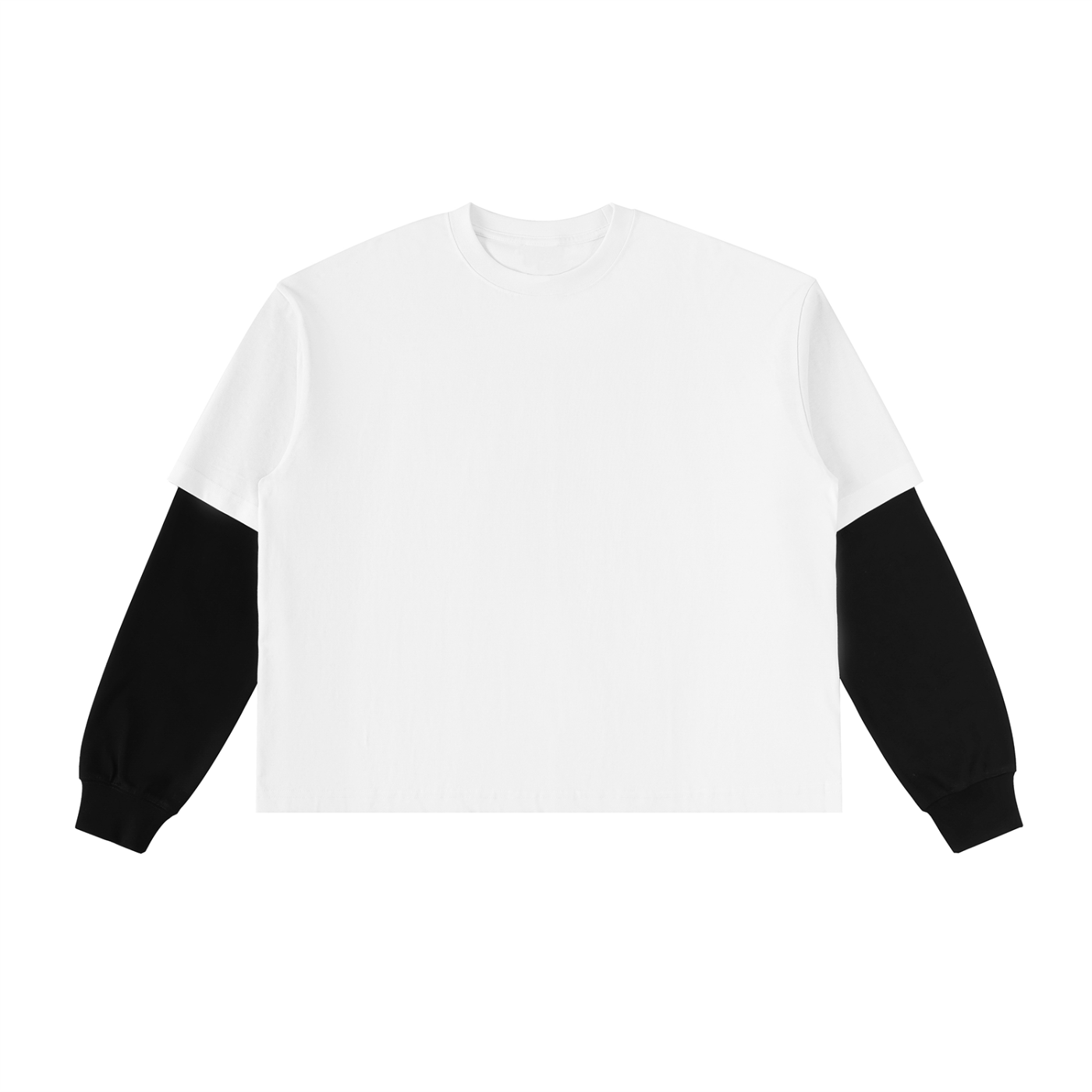 CRYING IN THE RAIN Layered Contrast Sleeve Cotton T-Shirt