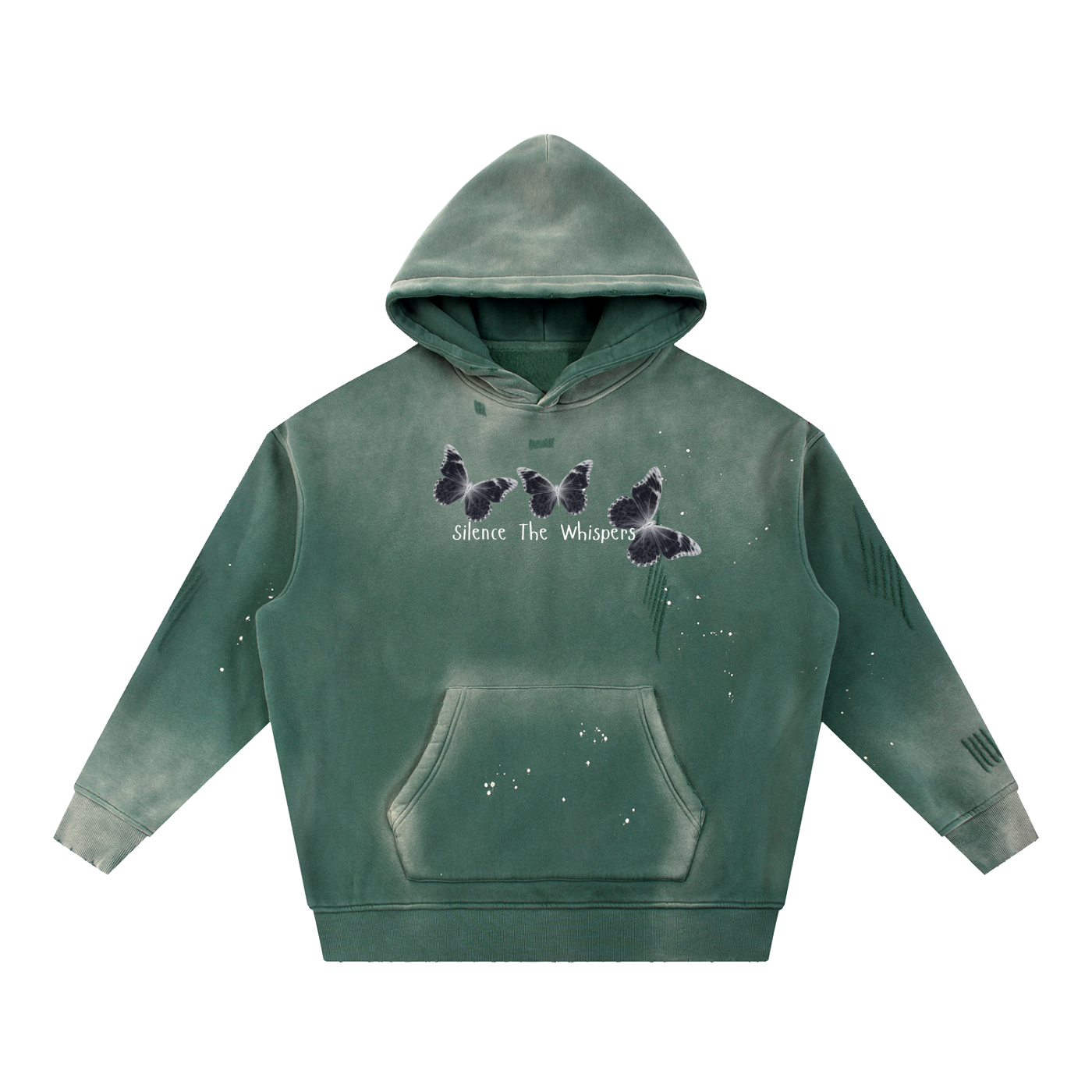 Vintage Washed Frayed Fleece Hoodie