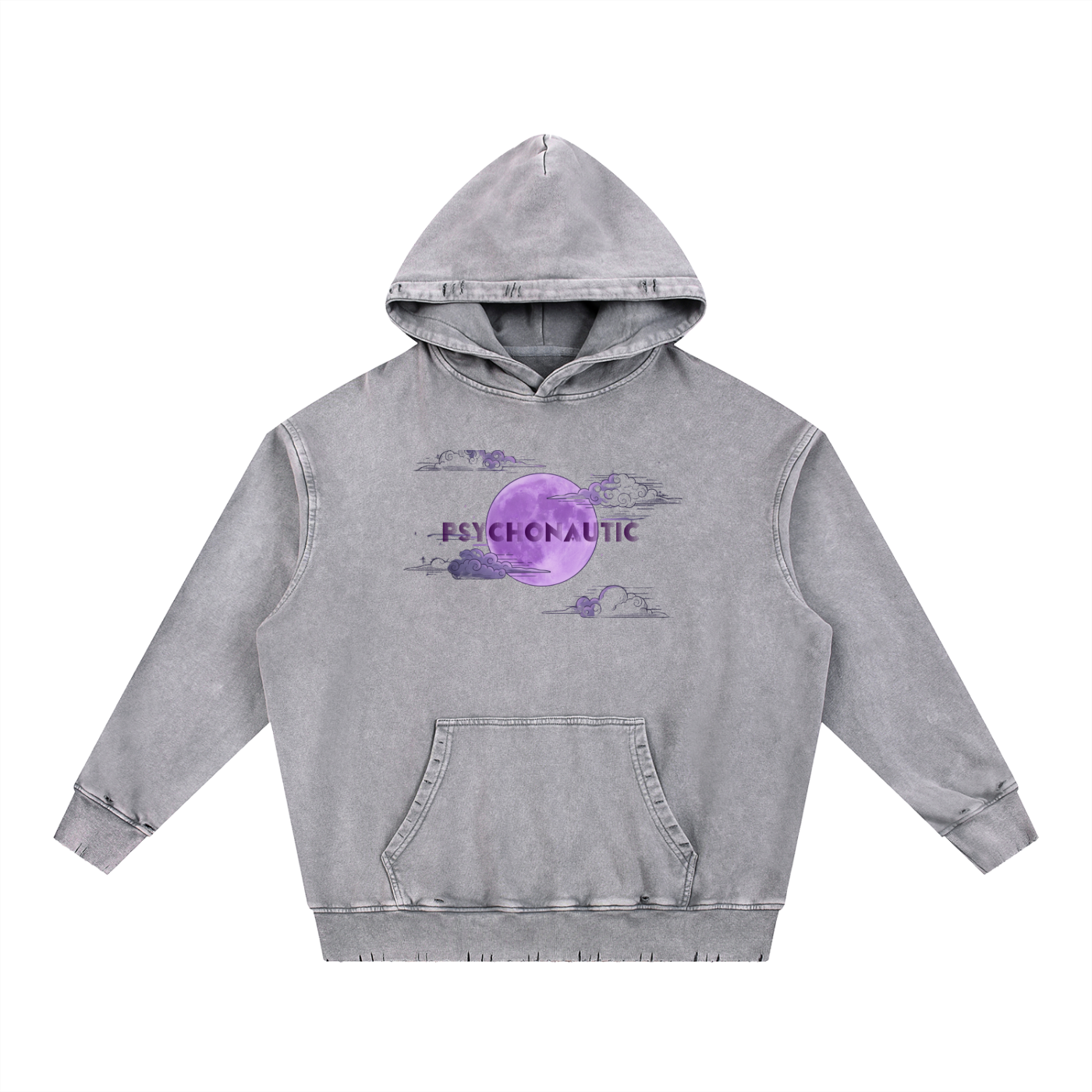 Snow Wash Hand-Frayed Heavyweight  Hoodie
