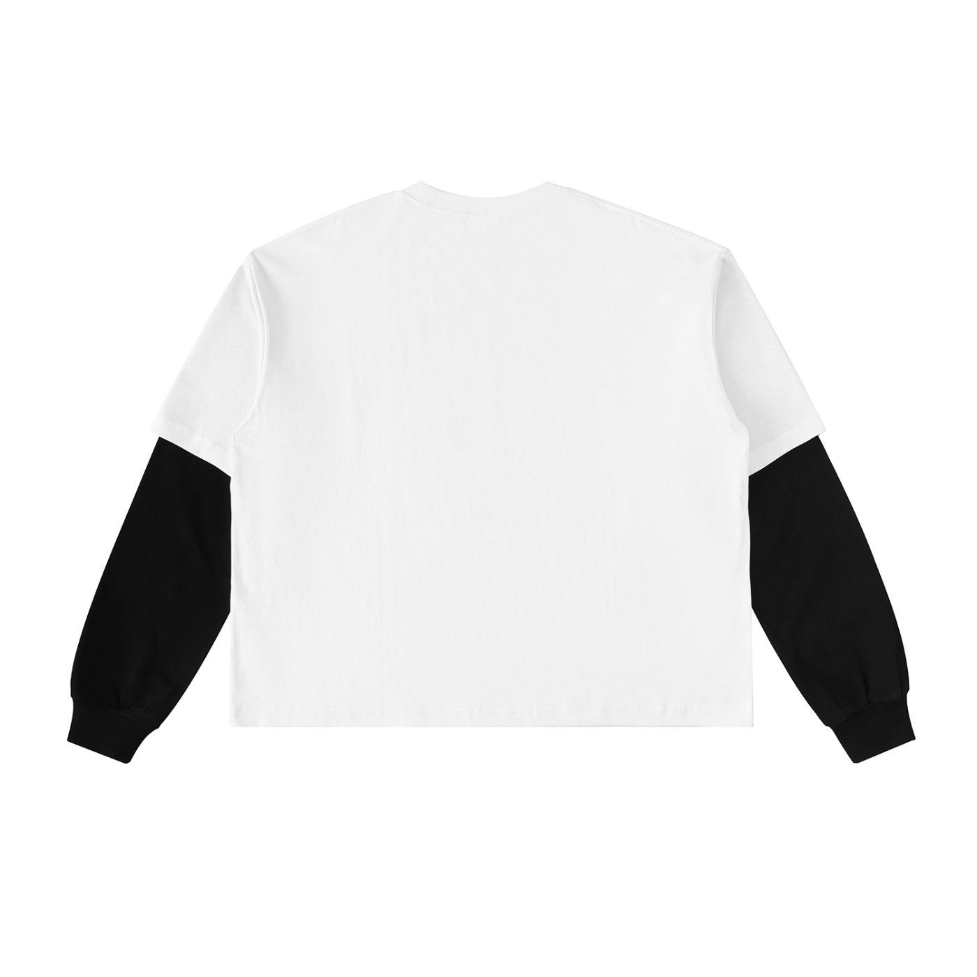 Plain Layered Contrast Sleeve Cotton T-Shirt