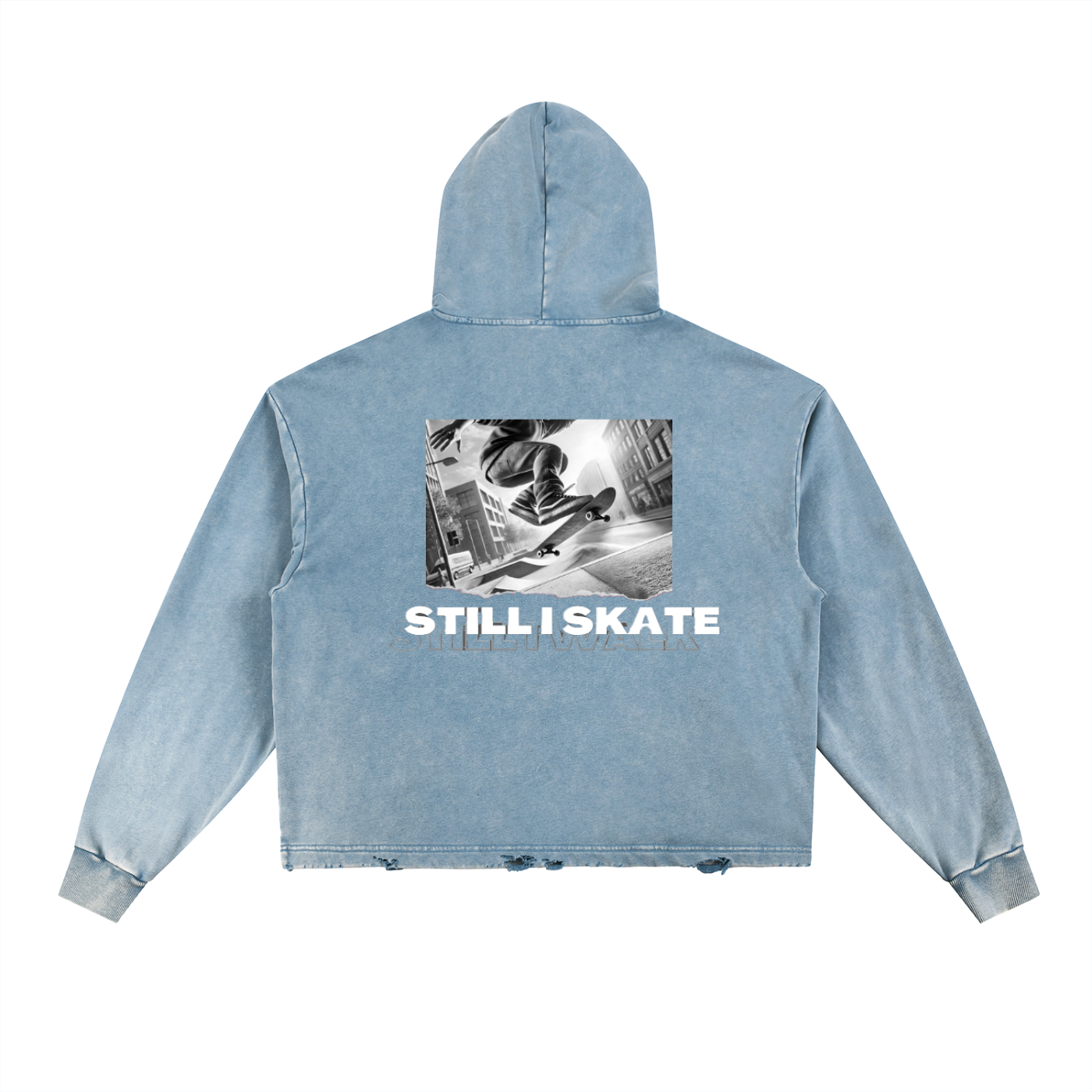 Vintage Washed Frayed-Hem Hoodie