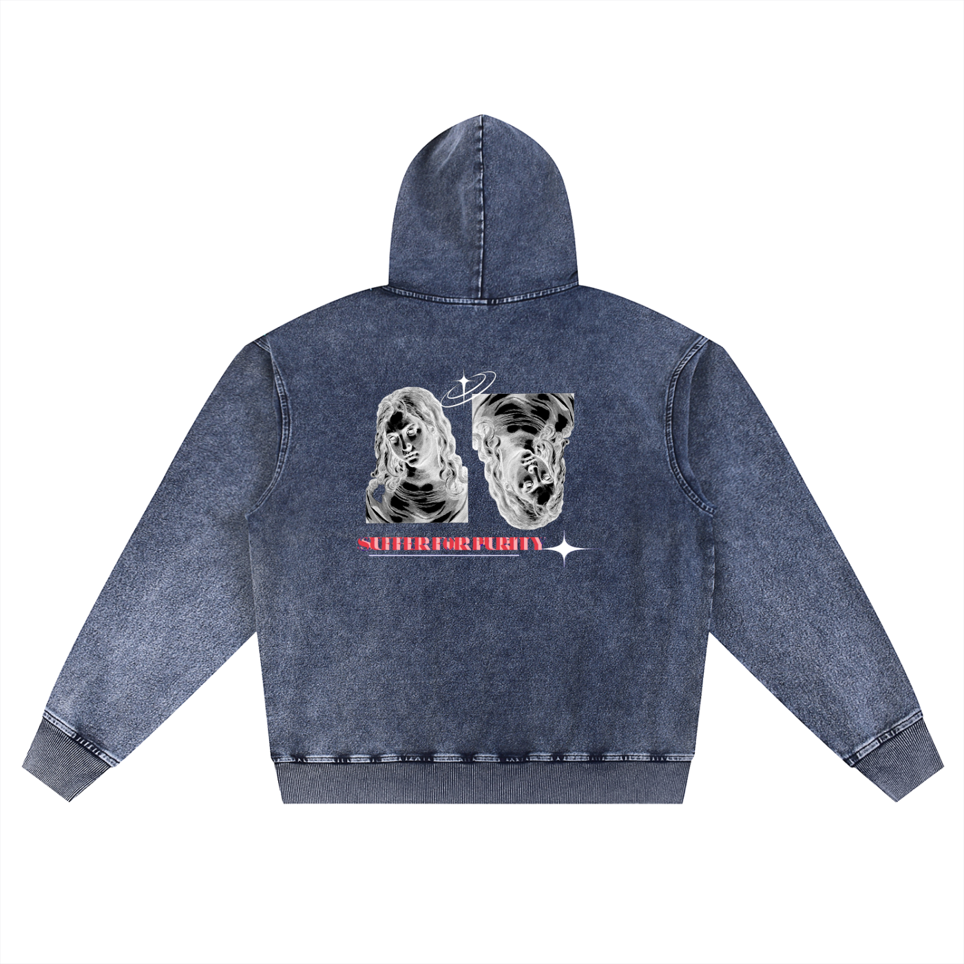 Snow Wash SUFFER FOR PURITY Oversized Hoodie