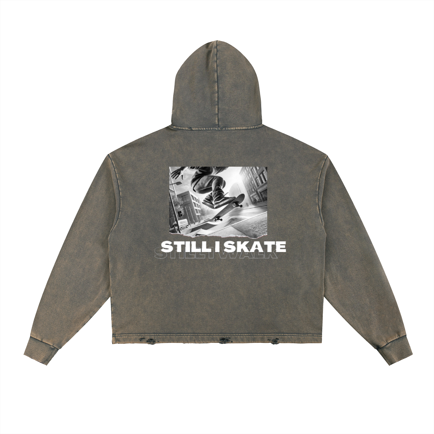 Vintage Washed Frayed-Hem Hoodie