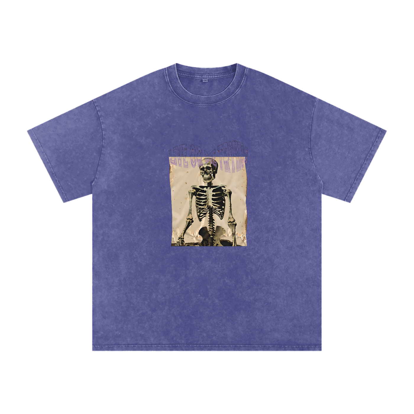 LIVE OR DIE Skeleton Snow Washed Oversized Cotton T-Shirt